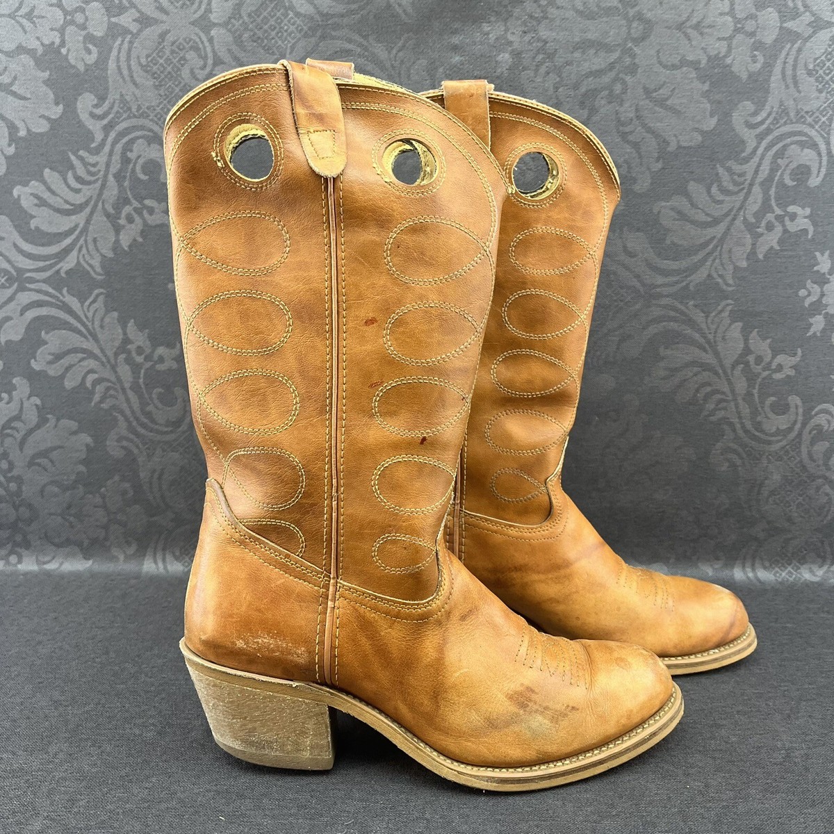 Made In Texas Handmade Brown Leather Men's Size 10 Cowboy Boots