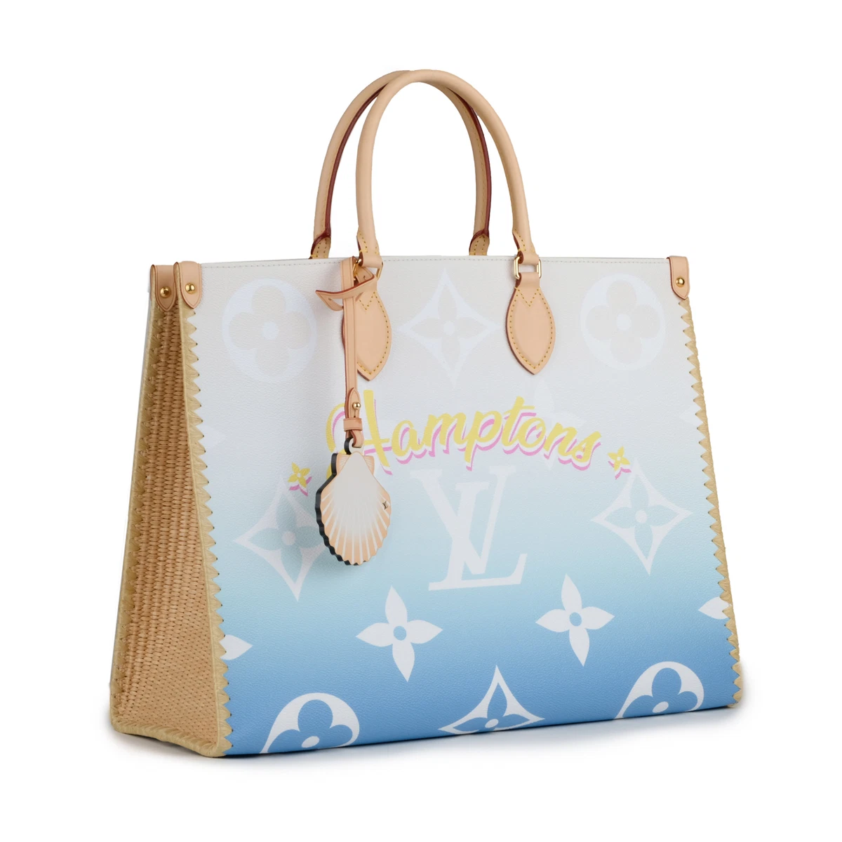 LOUIS VUITTON Onthego GM By The Pool Hamptons Giant Monogram Raffia Tote  Bag