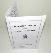 Edison  Disc Phonograph Operation and Care Instruction Manual Reproduction 