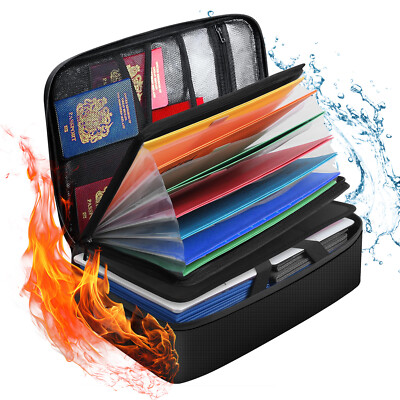Fireproof Waterproof Document Box with Lock Expandable File Storage Box ...