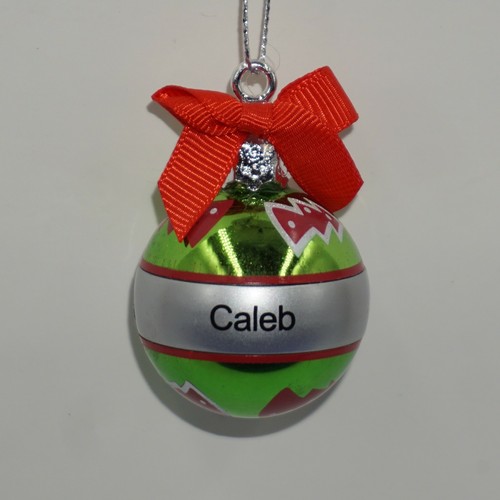 Ganz Joyous Noel Christmas Ornament Ball Personalized Green Silver Pk Name SMALL - Picture 9 of 33