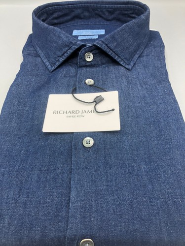RICHARD JAMES Cotton Denim Shirt, UK:18,5, EU:47, UVP:225£! Neu & unbenutzt - Bild 2 von 11