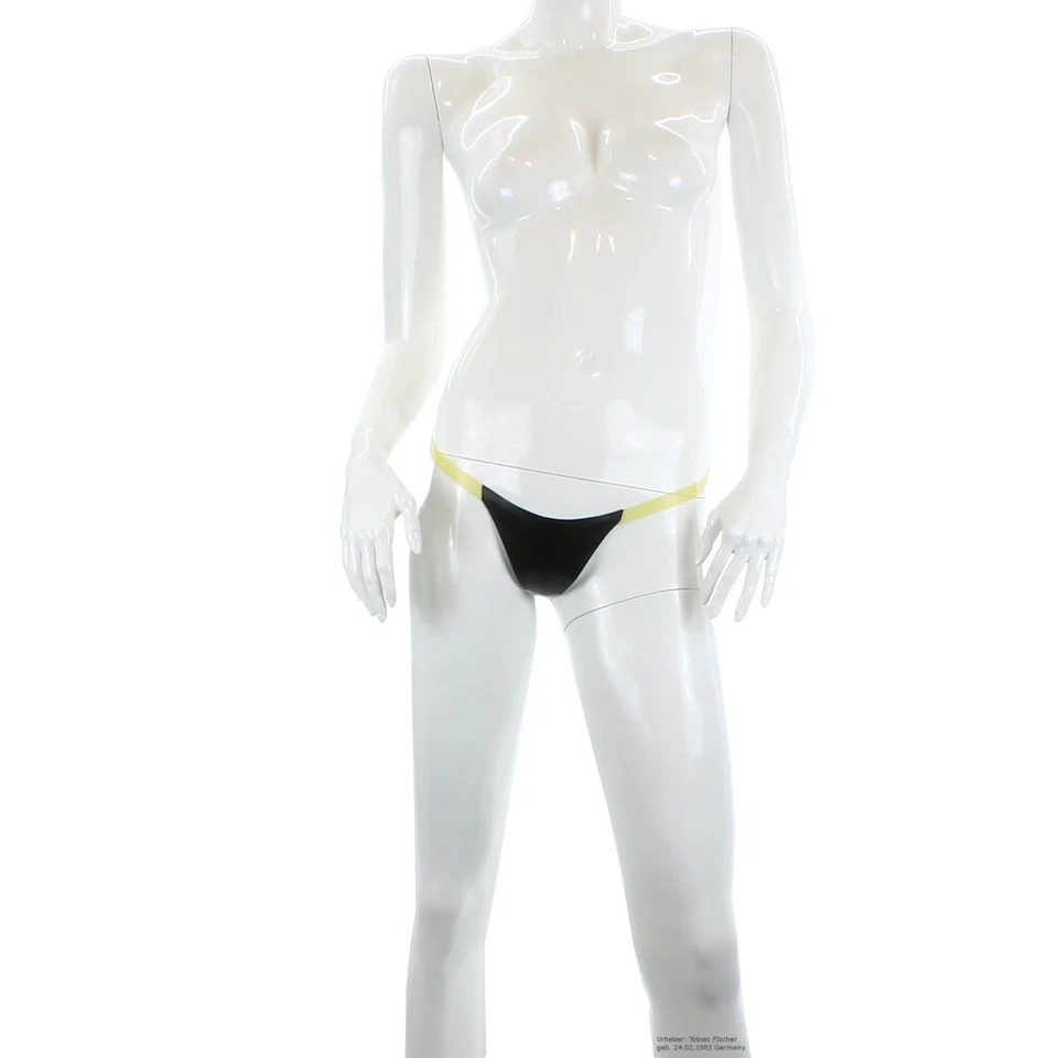 LatexDreamwear –sexy 100% Latex Damen String Tanga transparent / schwarz  Dessou - Bild 4 von 4