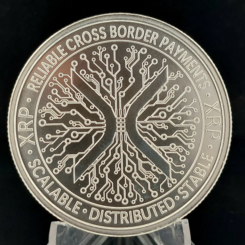 2024 XRP/Ondulación - 1 OZ Plata 0.999 BU De Colección 1000 Crypto Intaglio Como Nuevo con Certificado de Autenticidad Foto 2 de 4