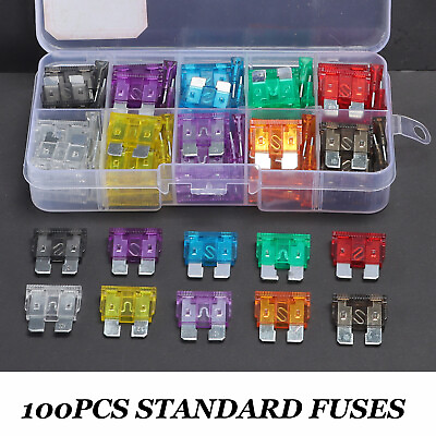 #ad 100x Car Automotive Medium Standard Fuses Auto Blade Fuse Assortment Kit APM US $3.99