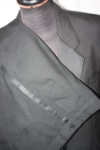 Vtg FH Etiquette black tuxedo evening 2 piece suit 38R W 32 L 30 revival - Picture 4 of 15