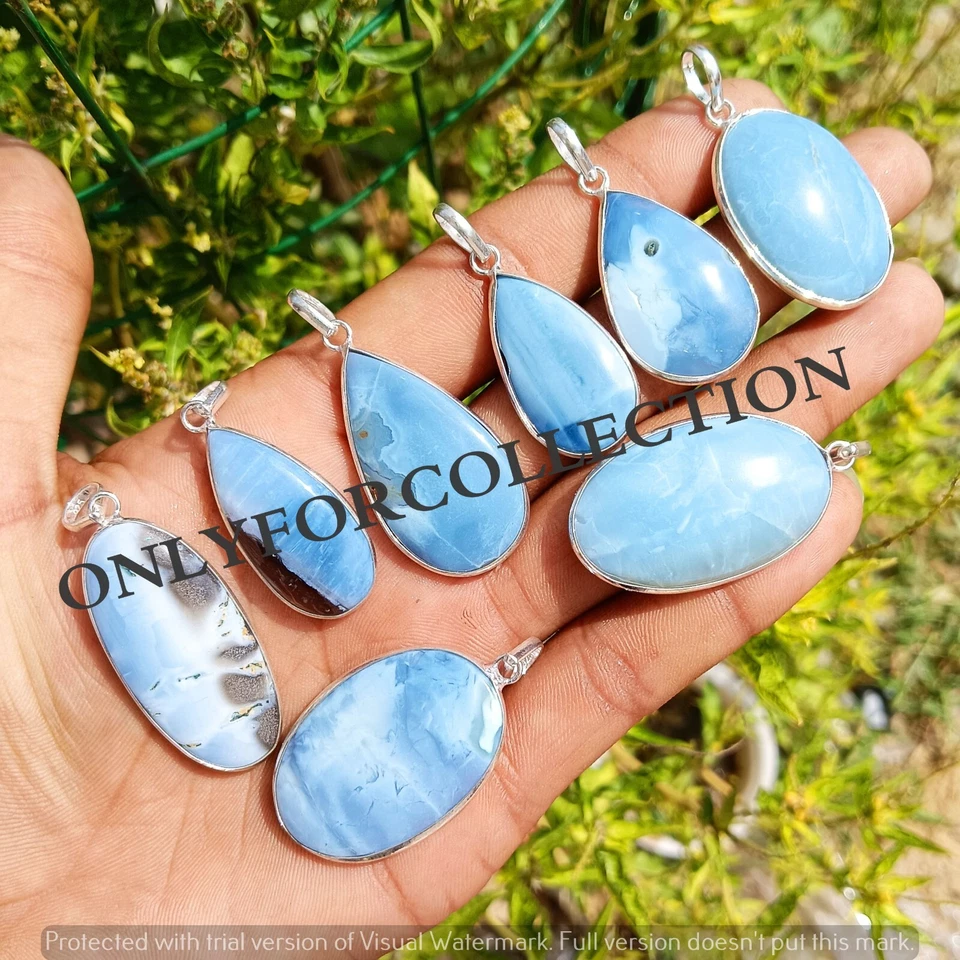Oferta Colgantes y Anillos Bisel 25 Piezas Gemas Ópalo Azul Natural Chapado en Plata 925 Foto 3 de 3