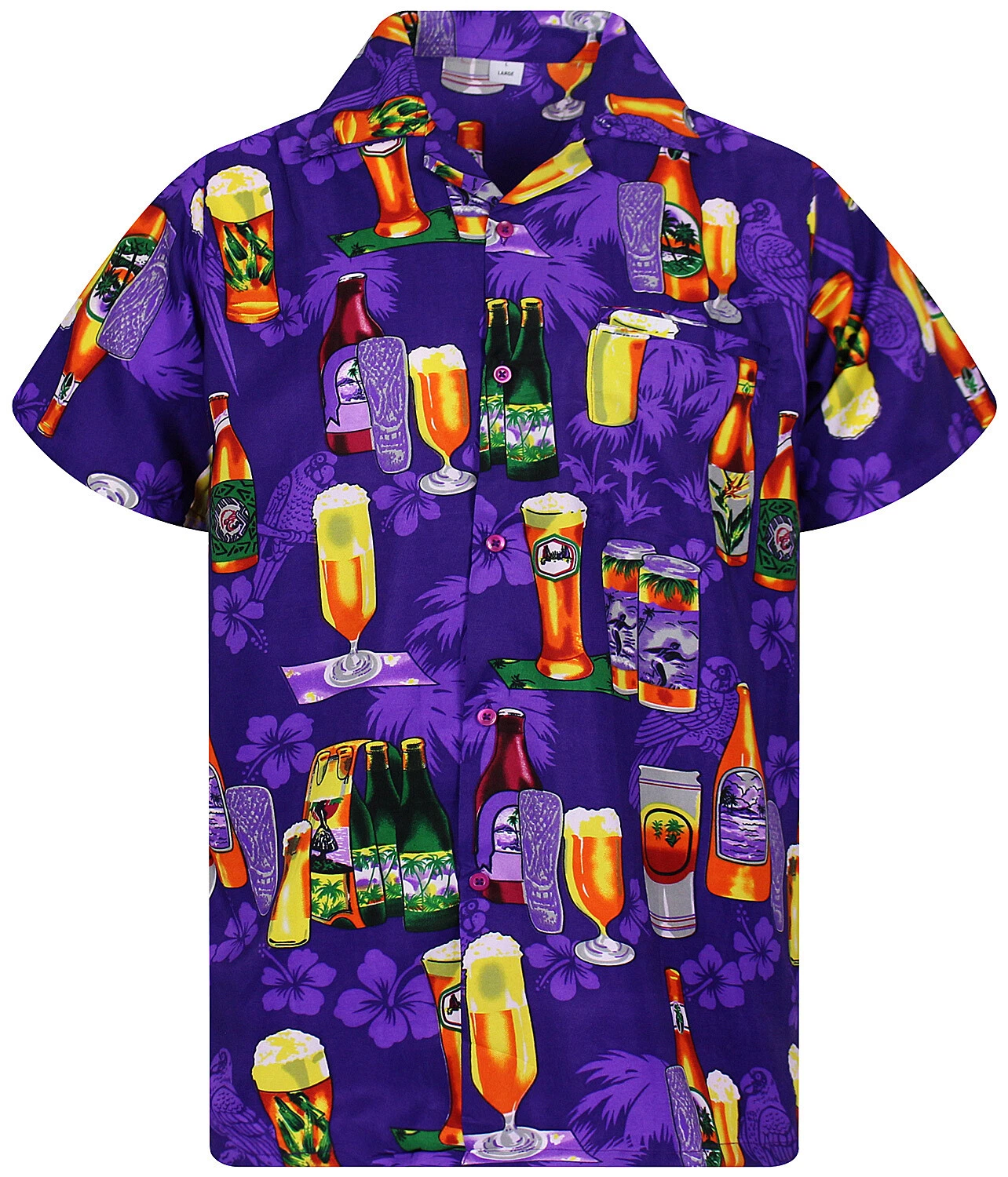 Funky Hawaiian Shirt Beer Bottle Violet