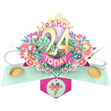 Happy 24th Birthday 24 Today Pop-Up Greeting Card Love Kate's Pop Up Cards Her