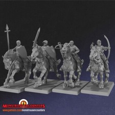 28mm 5 Mounted Knights 3d resin printed fantasy game figures in gray resin