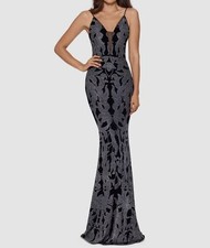 B A by Betsy  Adam Women's Black Glitter Illusion Mesh V-Neck Dress Size 4