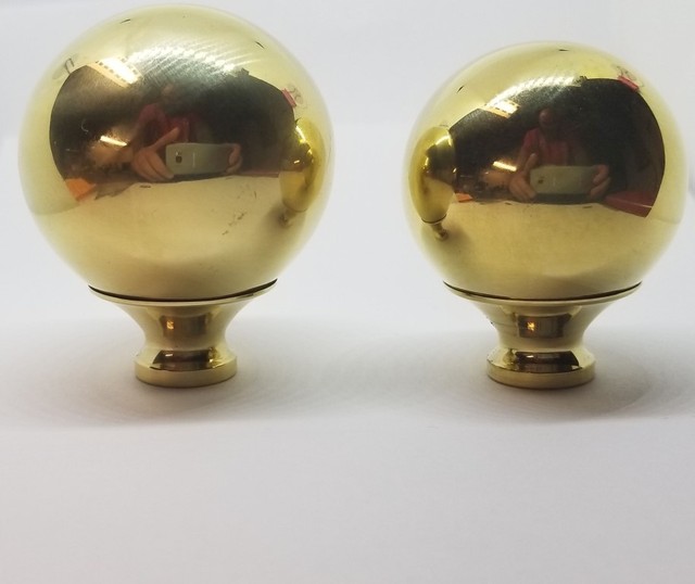 SMALL 13/4" BRIGHT BRASS bed ball finial post cannon frame rail
