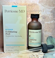 Perricone MD No Rinse Exfoliating Peel, Treatment Peel + Dropper-2 fl oz-NIB-