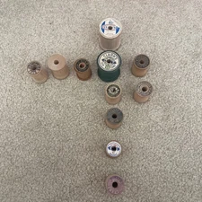 11 Vintage Wooden Sewing Thread EMPTY Spools Clark’s,Richardson’s, Star Lot,Beld