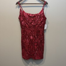 NWT Windsor Maroon Sequin Bodycon Cocktail Party Prom Mini Dress Size L NEW