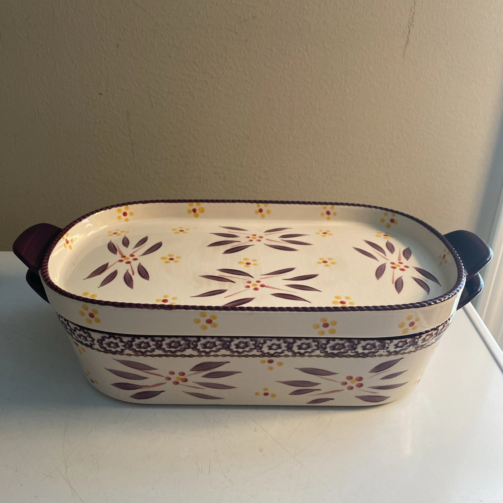 Temp-tations - Old World Purple - 2 qt Casserole Dish 2 Pc Set w/Tray