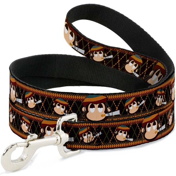 "Dog Leash Multi Smoking Monkey Argyle Brown Wide 1.5\" (Us Import)"-image