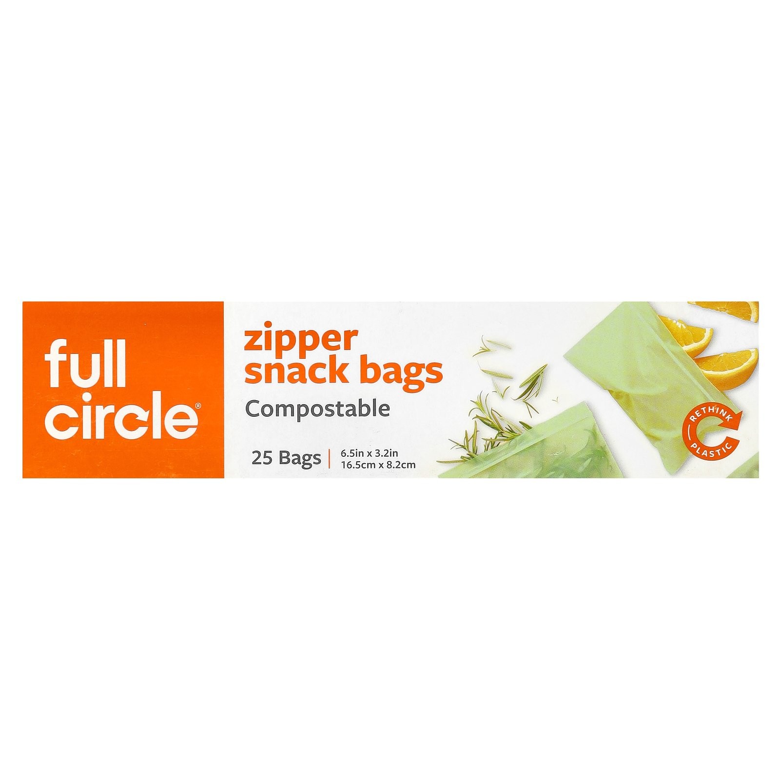 Zipper Snack Bags, Compostable , 25 Bags