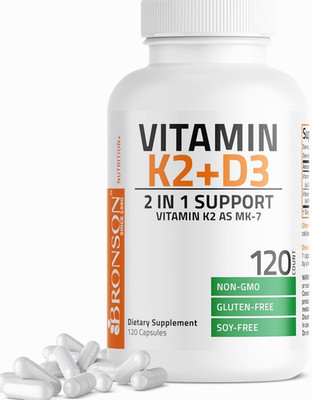 Bronson Vitamin K2 (MK7) with D3 Lower Dose 45mcg 360 360 Count (Pack of 1)