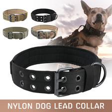 Nylon Large Dog Collar 2''Wide Tactical Heavy Duty K9 Military With Metal Buckle