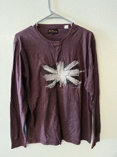 Ben Sherman, Ben Sherman Maroon long sleeve t shirt Union Jack Vintage Size 4 XL