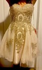 Elegant Dress Champagne Color with Gold Share with Iridescent Sequins Medium — photo 3