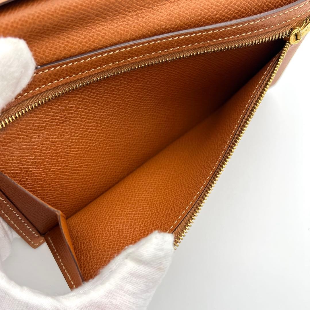 Hermes Bearn Classic Long Wallet Gold Leather Vintage Collector Item thumbnail 8