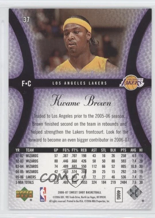 2006-07 Upper Deck Sweet Shot Kwame Brown #37 - Image 2 of 2