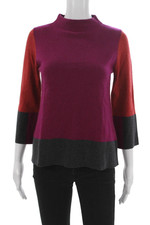 Kinross Cashmere Womens Red Mock Neck Pullove...