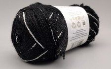 Red Heart Boutique Sashay Sparkle Yarn "Noir" Black W Silver Metallic 32 Yards