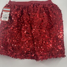 NWT Cat  Jack Girls Sequin Pull on Skirt Fit  Flare Red : 6/6x