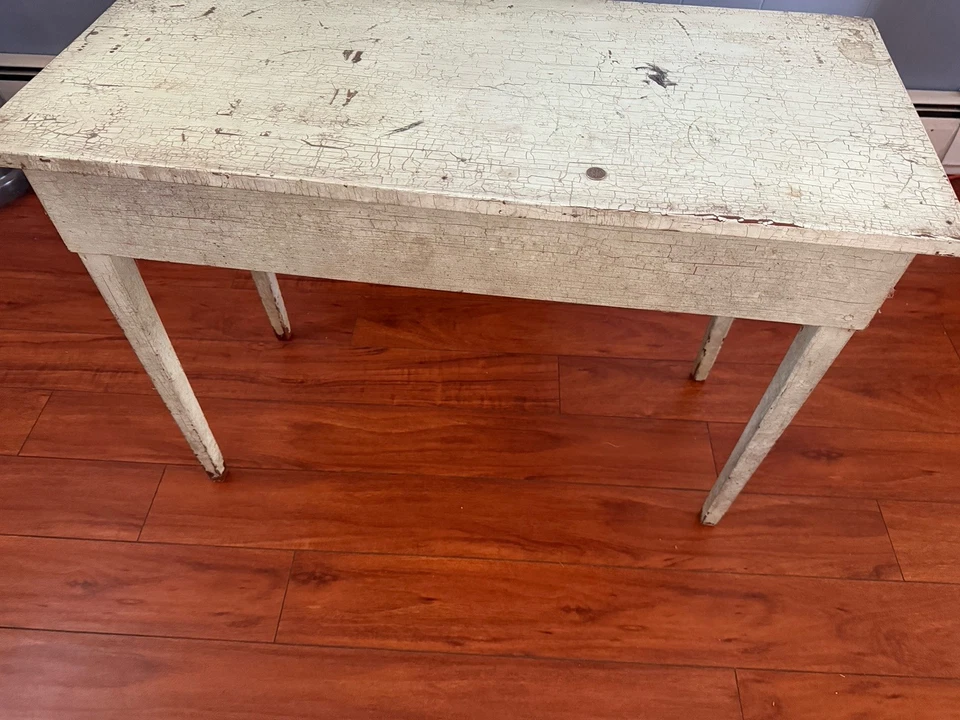 Antigua mesa de granja de la Marina de los Estados Unidos primitiva Shabby Chic consola rústica escritorio granja Foto 4 de 4