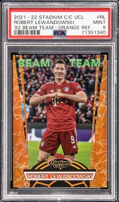 2021-22 ORANGE REFRACTOR #RL ROBERT LEWANDOWSKI 3/25 PSA 9