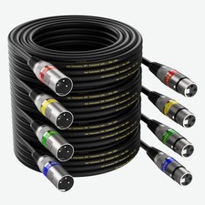 XLR Cable 10 ft 4 Pack - Stage Light DMX Cable, Premium Balanced 3-Pin XLR Ma...