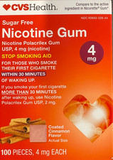 CVS Health Sugar Free Nicotine Gum Cinnamon 4mg 100 Ct Stop Smoking Aid Exp 4/28
