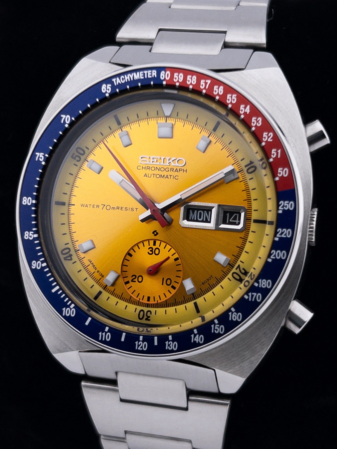  automatic Men Dial Seiko " watch- 6139-6002- Yellow Pogue Pepsi " - vintagewatches.pk