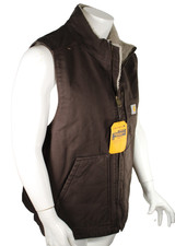 CARHARTT 104277 Men's XL Dark Brown Washed Duck Sherpa Lined Mock Neck Work Vest