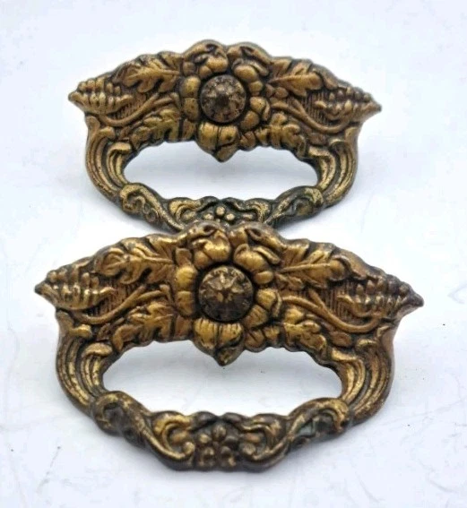 Antique Handles Drawer Pulls Old Vintage Dresser Furniture Hardware Lot of 2 - Image 2 of 4