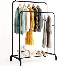 Appendiabiti Doppia Barra Metallo Nero Porta Abiti con Scarpiera Resistente