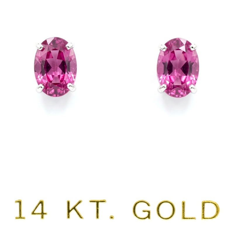 GENUINE 2.20 Cts PINK SAPPHIRE STUD EARRINGS 14K WHITE GOLD - Free Appraisal
