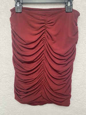 Rouched Tube Top Small Maroon Y2k 90s Grunge Bratz Party Rave Stretch