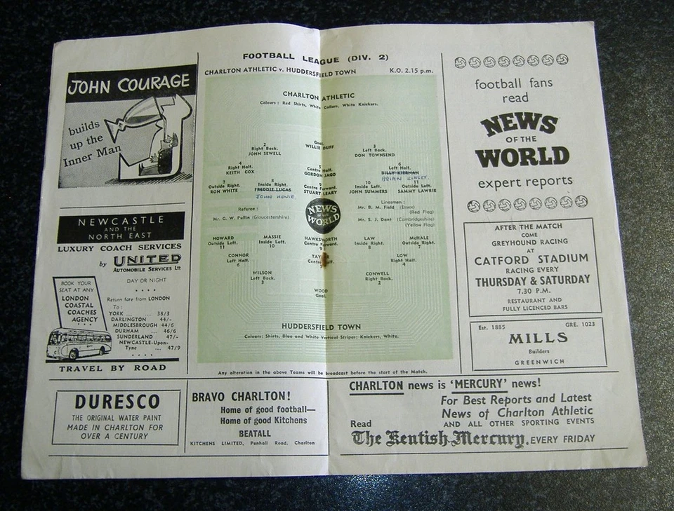 Charlton v Huddersfield 1958/59 - Image 2 of 2