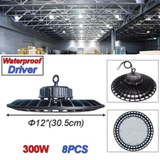 8 Pack UFO LED High Bay Light 300W Hard Wire Led Lighting for Warehouse Garage