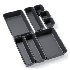 8PCS Plastic Interlocking Drawer Organizer, 3 Sizes Versatile Desk Drawer