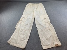Wild Fable Cargo Pants Womens XS Beige Wide Leg Pocket Strap Utility 100 Cotton