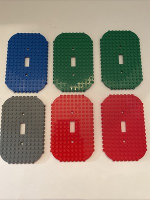 Building Block Compatible Light Switch Cover Plate Lot Of 6 Red Green Gray Blue