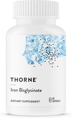 THORNE Iron Bisglycinate 25mg Supplement NSF Certified Gluten-Free 60 Capsules