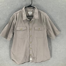 Eddie Bauer Workwear Foreman Fit Gray Short Sleeve Button Down Shirt Sz 2XL