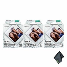 3xFUJIFILM INSTAX SQUARE White Marble Instant Film 10 Exposures , Microfiber