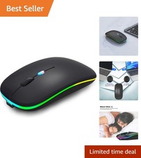 Dual Mode Wireless Bluetooth Rechargeable Mouse with RGB LED Lights - Portable